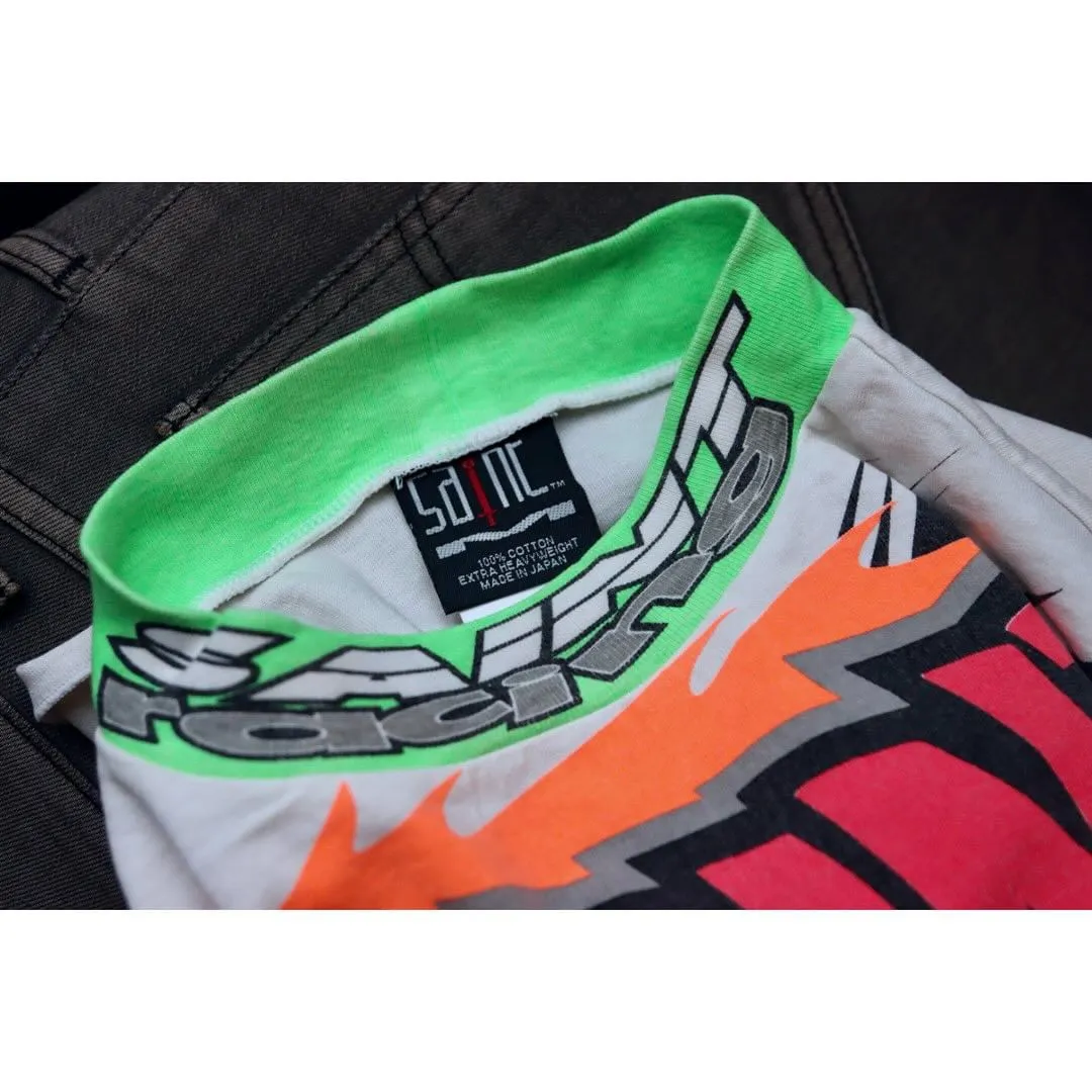 SAINT MICHAEL 24SS SAINT FORCE L/S TEE New Racing Retro Long Sleeve Off-white S-XL Front, left and right sleeves, even ribs are printed. There are more than 30 sets of samples in total. They are extremely complicated and all are oversized screen versions. Ready-made garments are washed and worn with Vintage value.